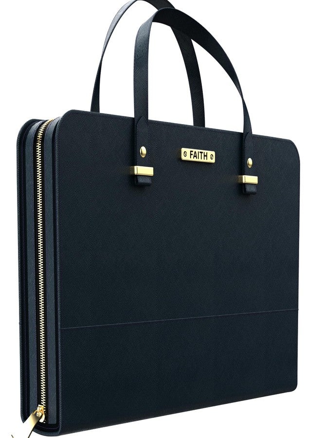 DEHITE Bible Bags for Women - Black Leather Bible Carrying Case Large Size - Tote Bag - Case Size 13 x 10.7 x 2.7 IN - Pen Slots - Zippered Pocket - Premium PU Leather - Christian Gifts - Image 1